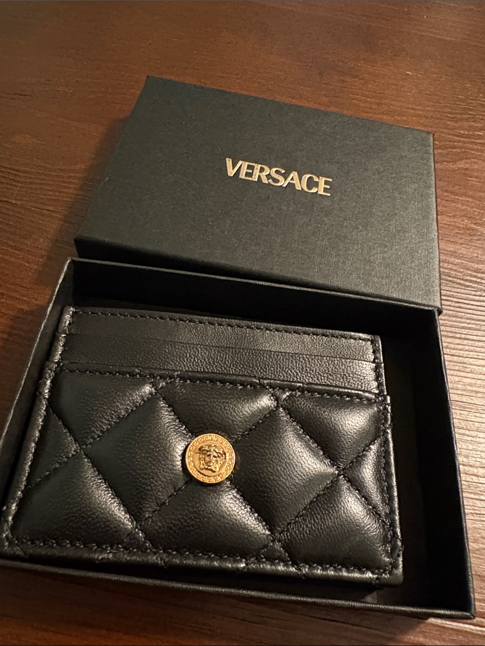 Versace Quilted Medusa Cardholder Black